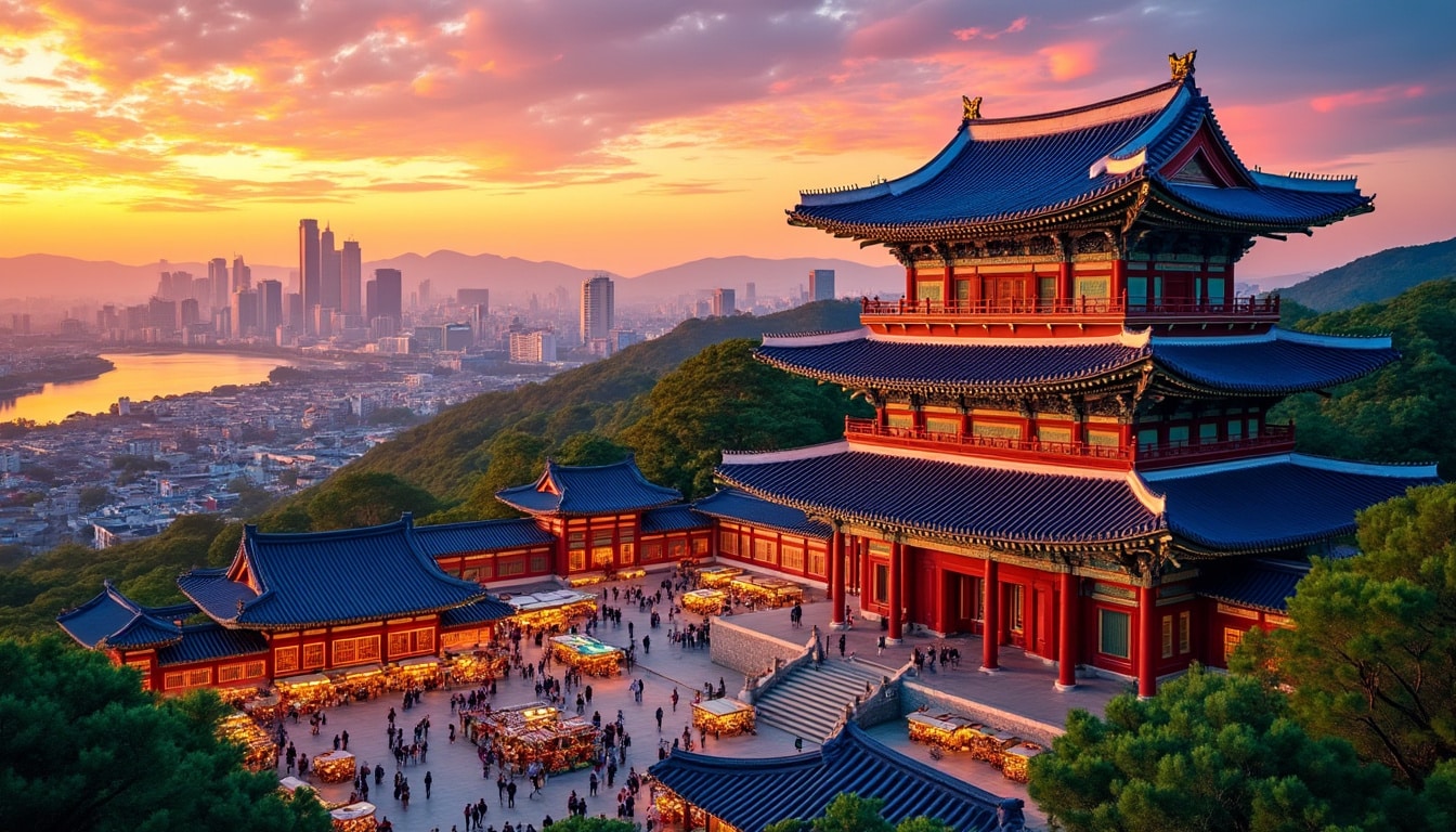 découvrez séoul à travers ses palais majestueux, ses marchés animés et le panorama exceptionnel offert par la n seoul tower pour une expérience inoubliable.
