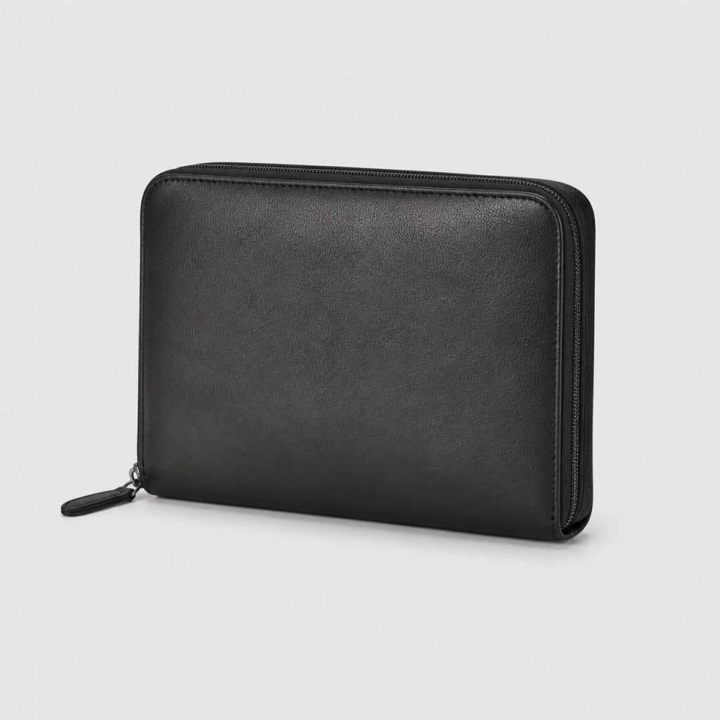 Pochette de voyage étanche en similicuir noir pour passeport et documents
