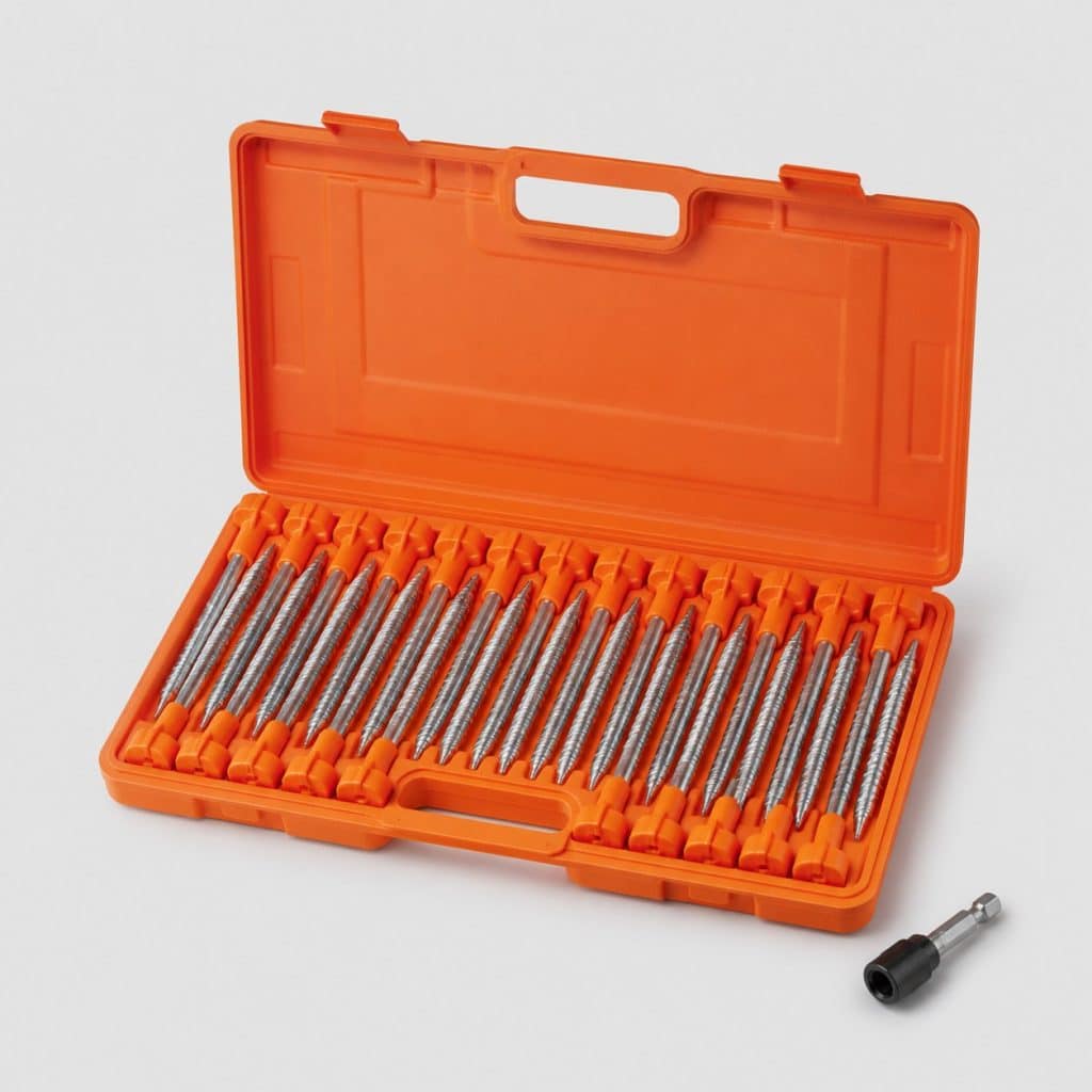 Coffret de 20 piquets à visser avec adaptateur pour visseuse