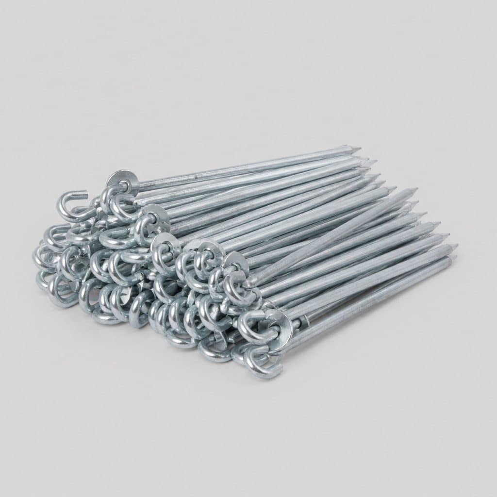 Lot de 50 piquets de fixation galvanisés avec rondelles et crochet