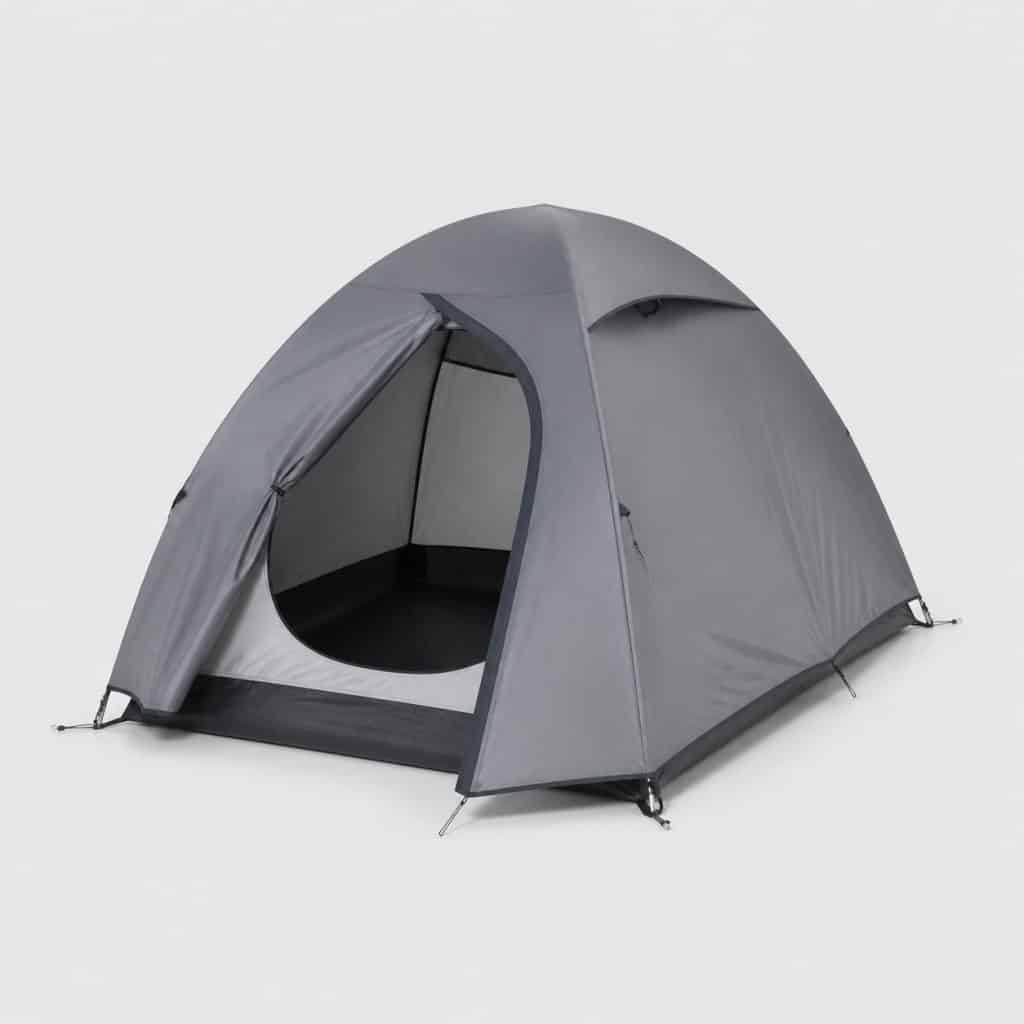 Tente de camping trois places installée en famille